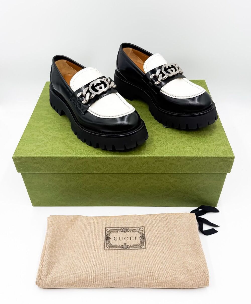 Gucci GG Jeanne Cordovan Lux Lug Sole Platform Loafers EU 39.5 US 9.5